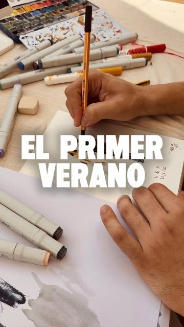 Manos dibujando con rotuladores en el taller